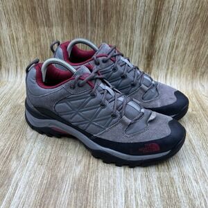 The North Face Storm WP Men's Size 8.5 Grey Red Waterproof Hiking Shoes Sneakers